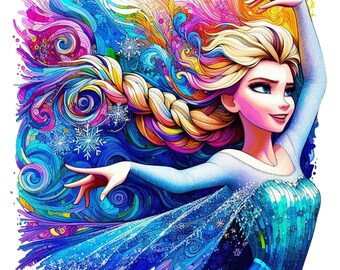 Princess Elsa Fanart Poster: Colorful Kids Room Decor (Digital Download)