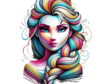 Princess Elsa Fanart Poster: Colorful Kids Room Decor (Digital Download)
