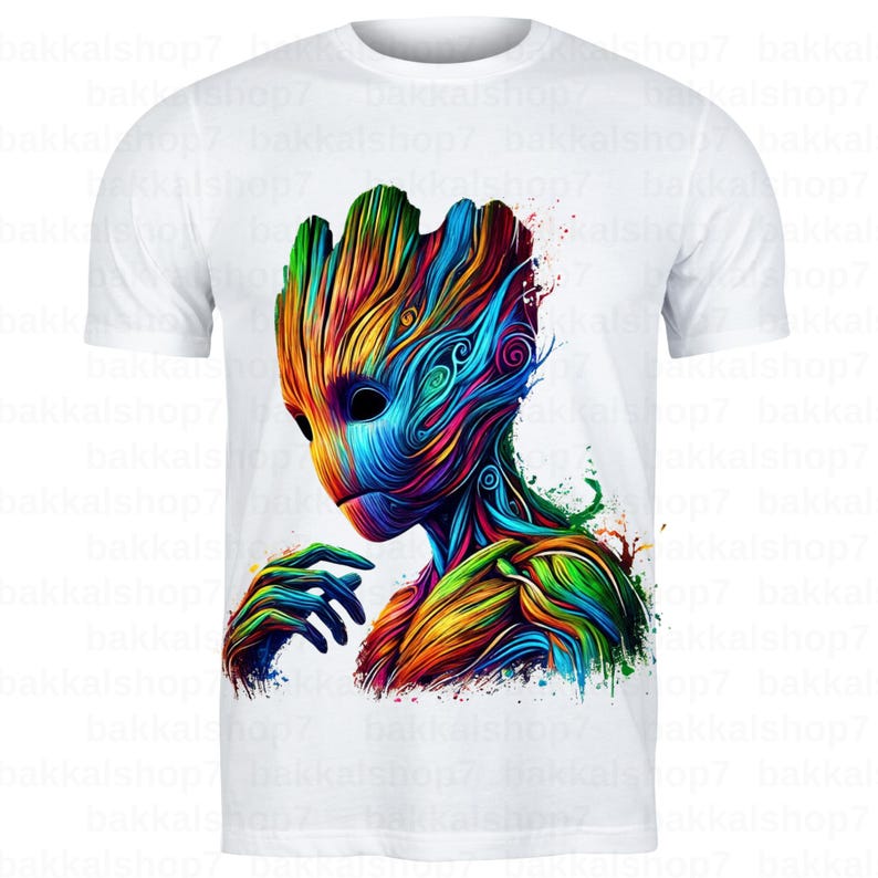 Colorful Groot Cosmic Art PNG | Hero Tree Character Galaxy Illustration ...