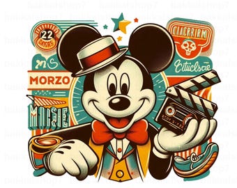 Retro Micky Maus Clipart: Transparentes PNG Design (digitaler Download)