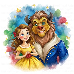 Principessa Belle e la Bestia PNG Clipart: Design trasparente (download digitale)