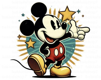 Retro Micky Maus PNG Clipart - Transparentes Design (Digitaler Download)