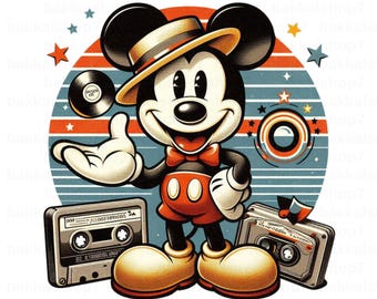 Micky Maus png, Retro Micky Maus Clipart, transparentes Design, DIGITAL DOWNLOAD