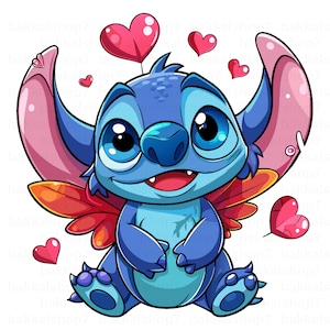 Stitch Png, Stitch Clipart, Transparent Design, Love , DIGITAL DOWLOAD ...