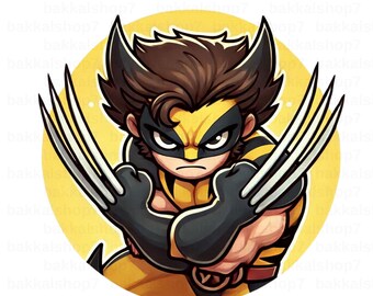 Wolverine PNG, Hero Wolverine  Clipart, Transparent Design, DIGITAL DOWNLOAD