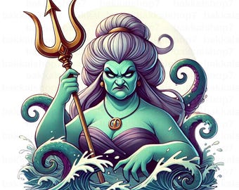 Clipart della strega del mare Ursula: design PNG trasparente (download digitale)
