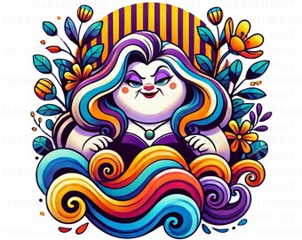 Ursula Clipart PNG: Sea Witch, Little Mermaid Villain (Digital Download)