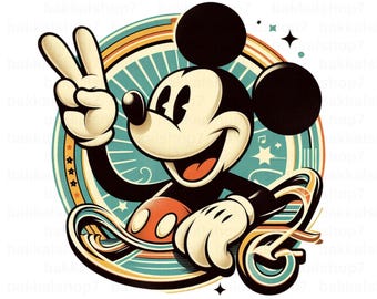 Micky Maus png, Retro Micky Maus Clipart, transparentes Design, DIGITAL DOWNLOAD