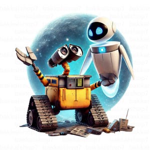 Wall_e clipart, Wall-e eve  PNG, Transparent Design, DIGITAL DOWNLOAD