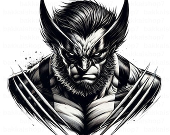 Wolverine PNG, Hero Wolverine  Clipart, Transparent Design, DIGITAL DOWNLOAD