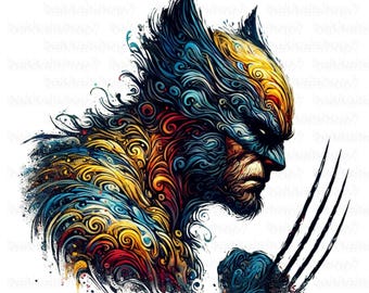 Wolverine PNG, Hero Wolverine  Clipart, Transparent Design, DIGITAL DOWNLOAD