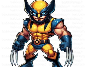Wolverine PNG, Hero Wolverine  Clipart, Transparent Design, DIGITAL DOWNLOAD