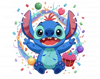 Stitch Birthday Digital Art Printable Celebration Design