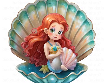 princess ariel png, mermaid clipart, cute princess, transparent design