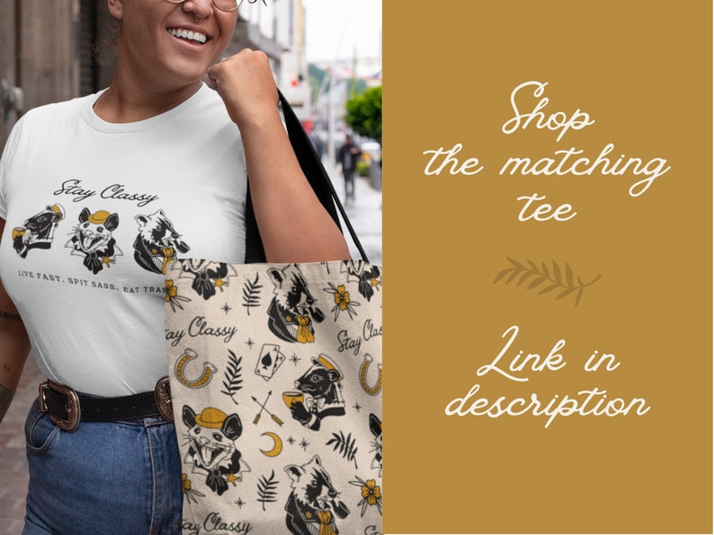 Animal Tote Bag Quirky Tote Bag Opossum Raccoon Skunk Canvas Etsy