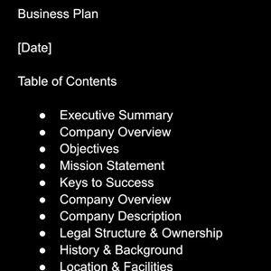 Business Plan Template