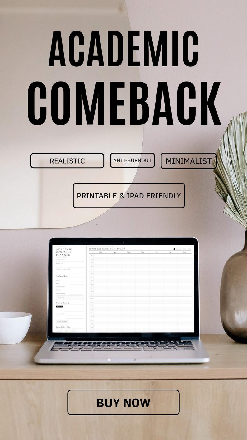Academic Comeback Planner | Weekly Study Tracker Printable PDF | Anti ...