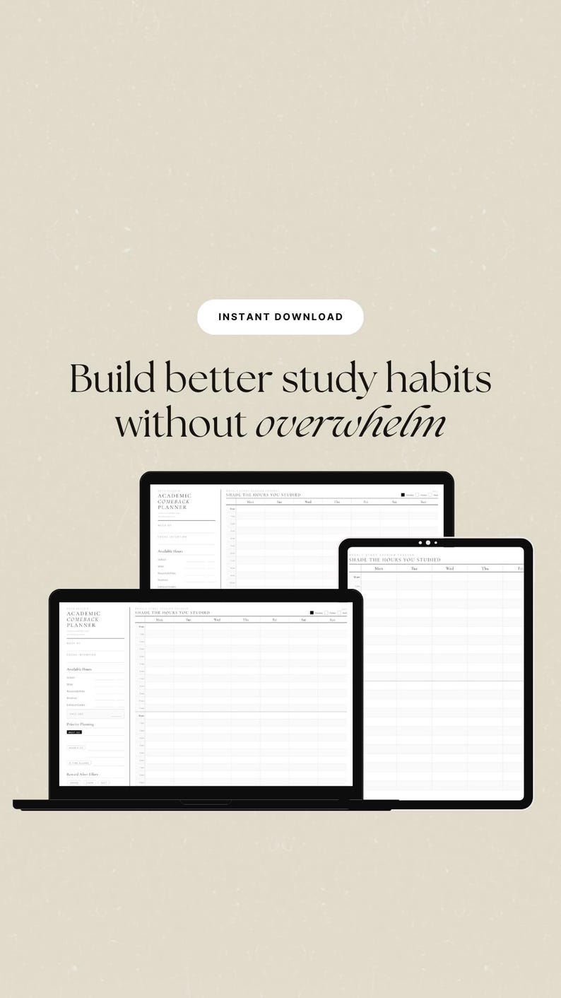 Academic Comeback Planner | Weekly Study Tracker Printable PDF | Anti ...