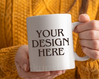 Maquette de tasse, Maquette de tasse en céramique de 11 oz, Maquette de tasse blanche, Maquette de tasse à café, Maquette de tasse en céramique