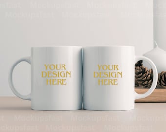 Two Mugs Mock up, Coffee Mug Mockup, Fall Mug Mockup, 11oz Ceramic Mug Mockup, Ceramic Mug Mockup, White Mug Mockup, Plain Coffee Mug Mockup