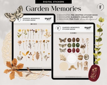 Dried Flower Digital Stickers – Vintage Paper, Wax Seals (GoodNotes, PNG)