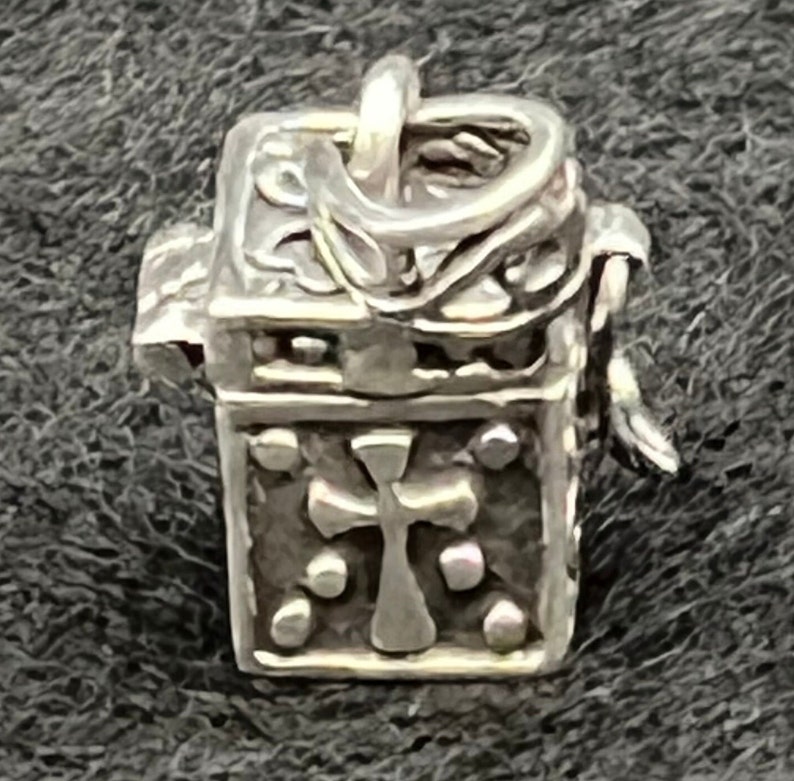 Vintage Sterling Silver Hinged Prayer Box Charm Etsy