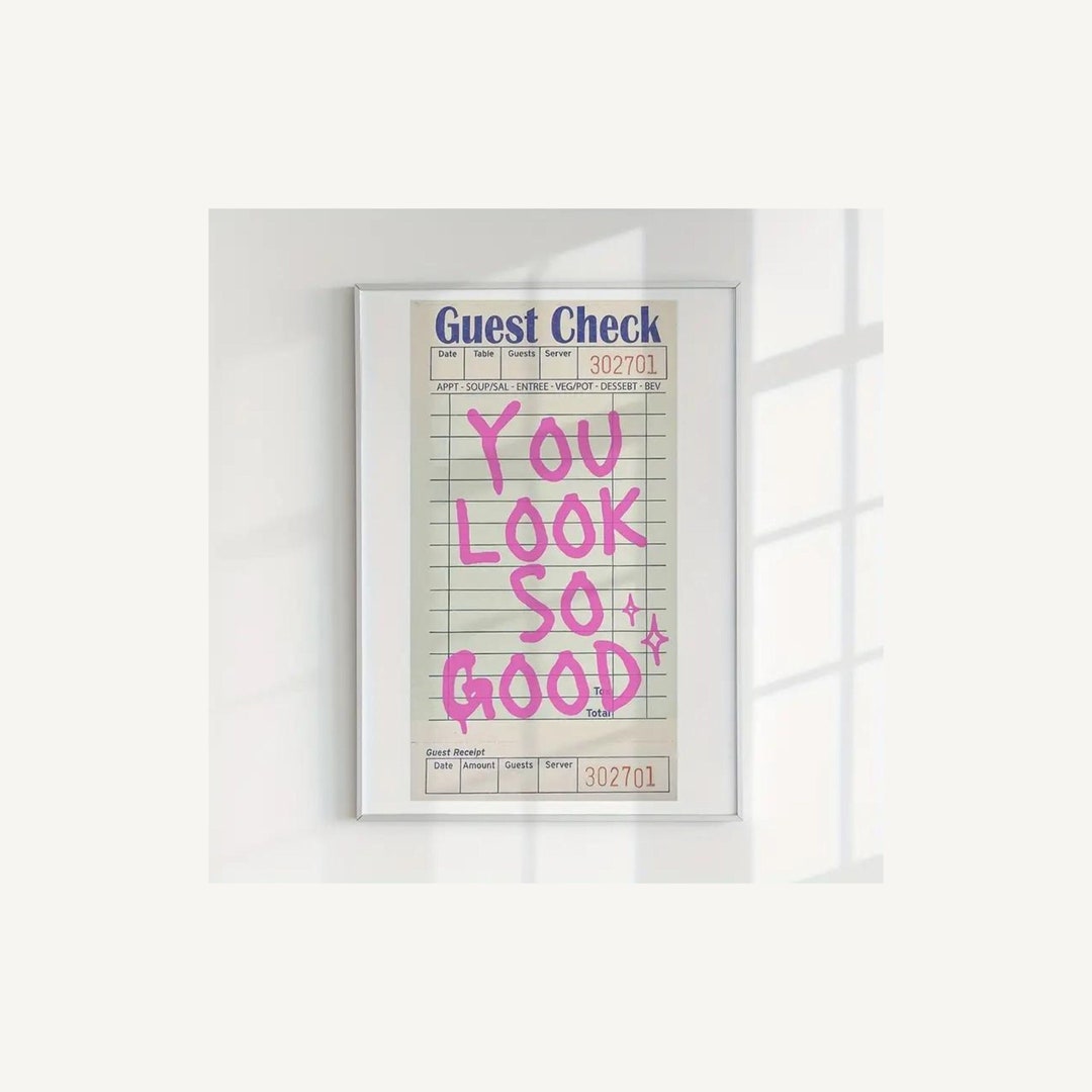 Guest Check Wall Art Guest Check Art Guest Check College Apartment