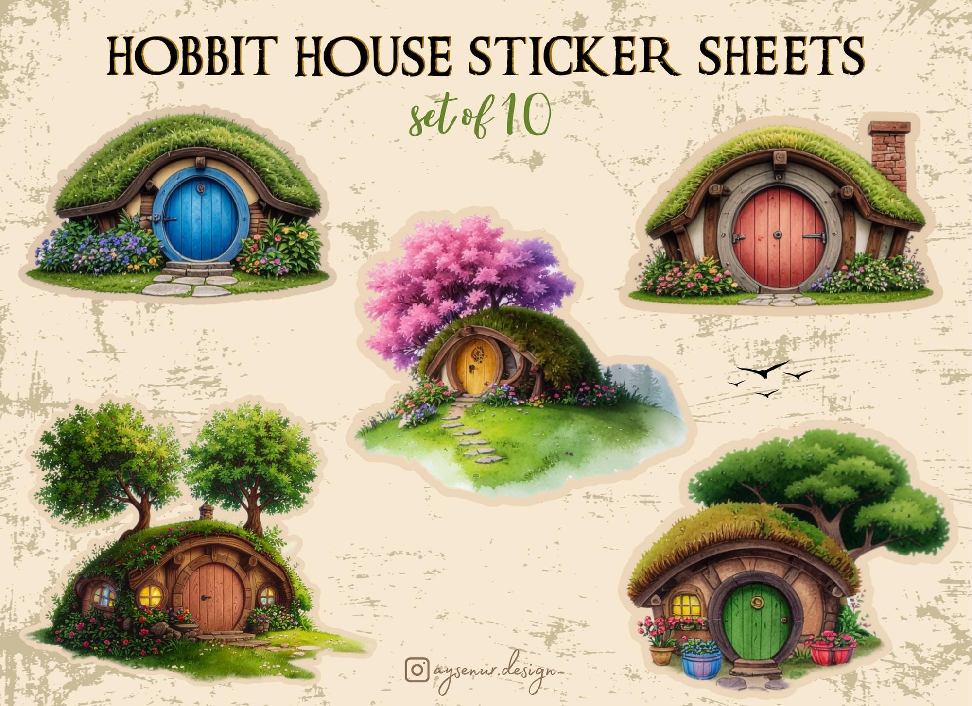 Hobbit House Sticker Set – Cottagecore Fantasy Stickers for Journals ...