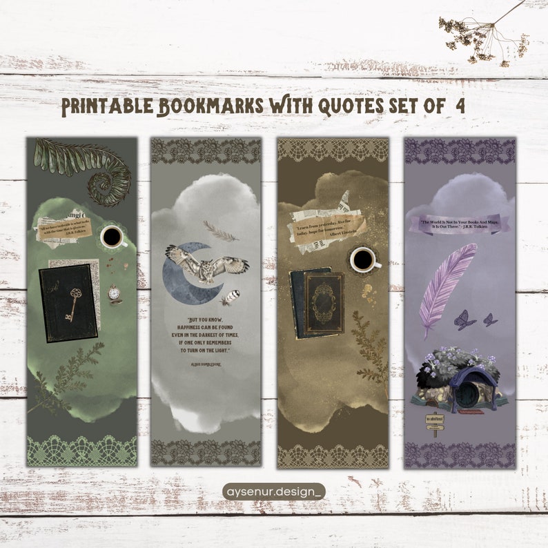 Printable Bookmarks With Quotes Printable Bookmark Set Printable Book ...