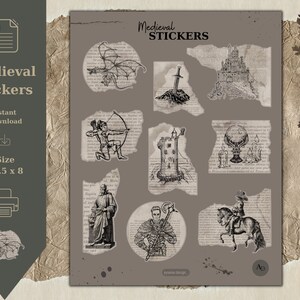 Medieval Sticker Sheet, Aesthetic Sticker Sheet, Dark Academia Stickers ...