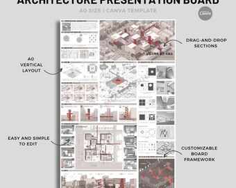 Architecture Presentation Board Template: Editable A0 Canva Layout | Design Portfolio theme | Thesis Poster | Competition Board