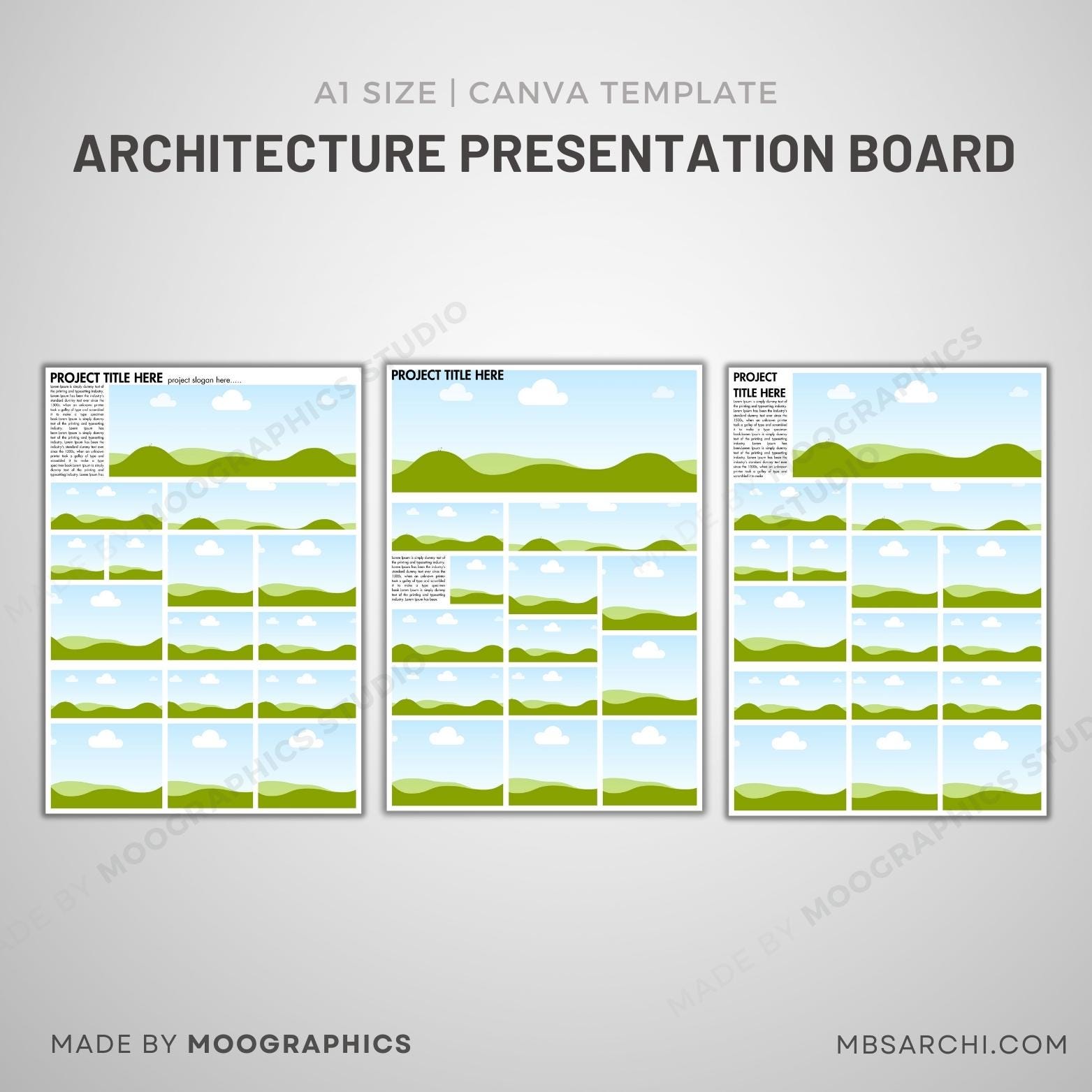 Architecture Presentation Board Template: Editable A1 Canva Layout - Etsy