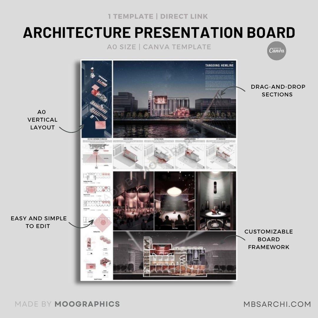 Architecture Presentation Board Template, A0 Vertical Layout, Canva ...