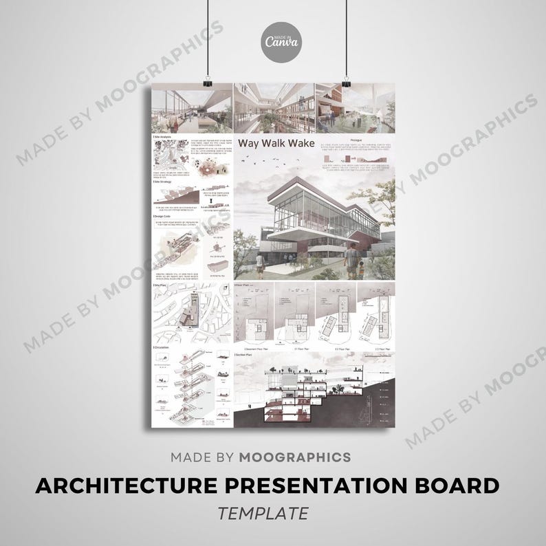 Architecture Presentation Board Template: Editable A1 Canva Layout - Etsy