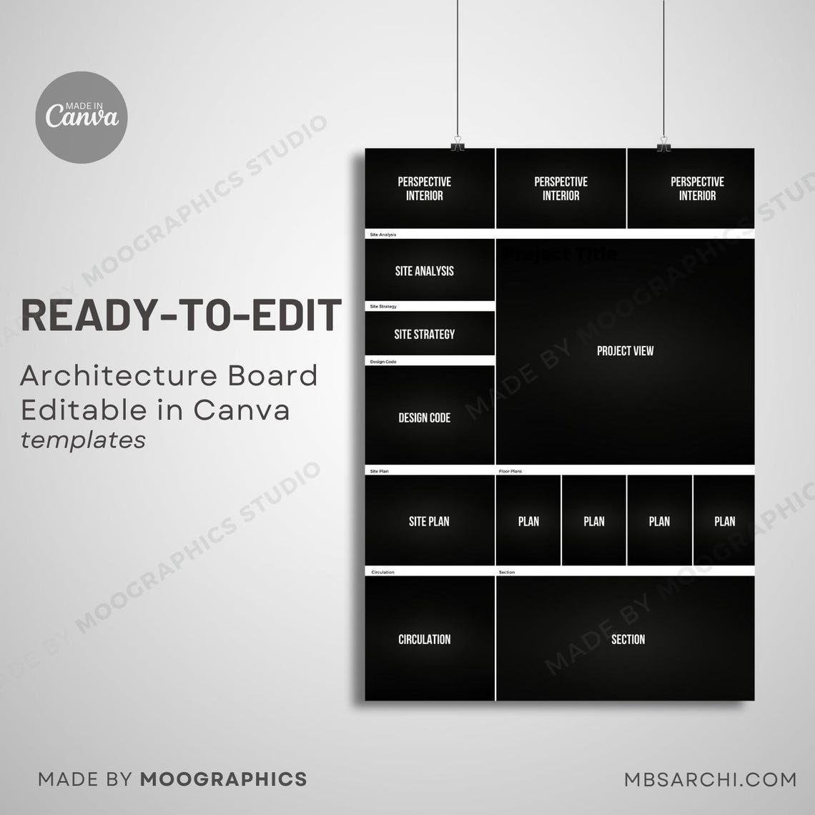 Architecture Presentation Board Template: Editable A1 Canva Layout - Etsy