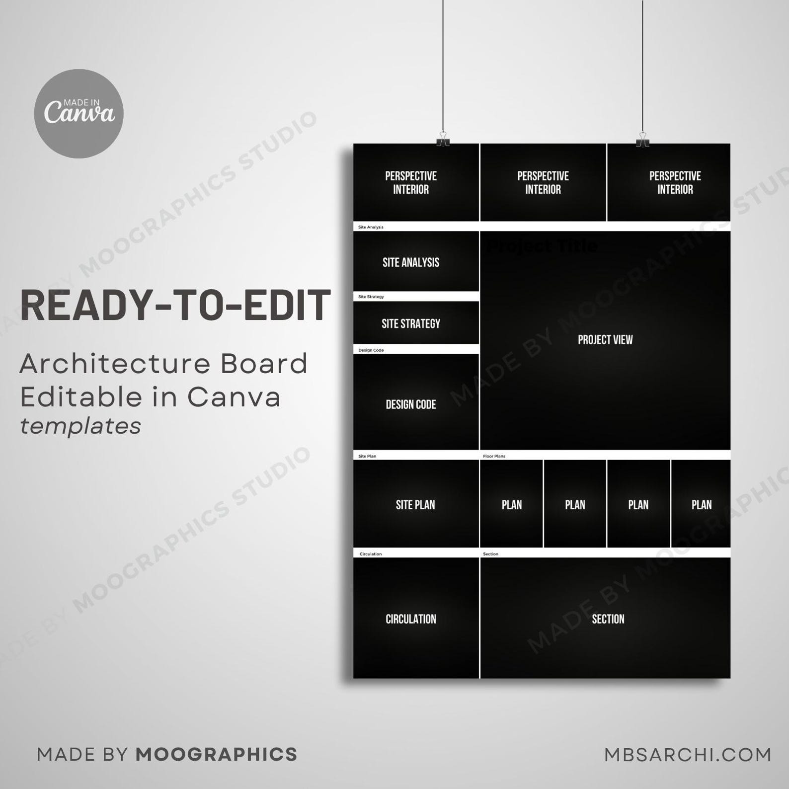 Architecture Presentation Board Template: Editable A1 Canva Layout - Etsy