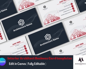 Plantilla de tarjeta de presentación de arquitecto: Diseño moderno de Canva (archivo imprimible)