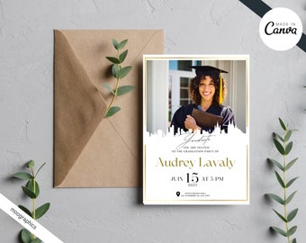 Invitación de graduación de arquitecto: Plantilla minimalista moderna de Canva