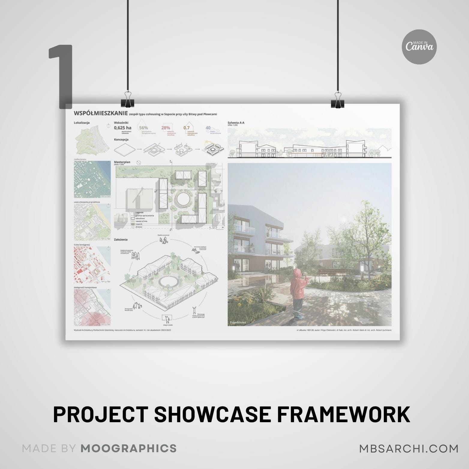 Architecture Presentation Board Template, A1 Landscape, Canva (digital ...
