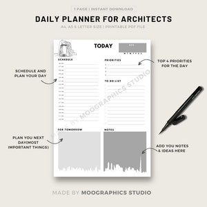 Architect Daily Planner Printable: Undated To-Do List (A4/A5/US Letter) (PDF Download)