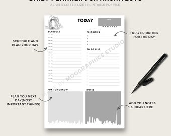 Planificador diario imprimible para arquitecto: Lista de tareas sin fecha (A4/A5/Carta EE. UU.) (Descargar PDF)