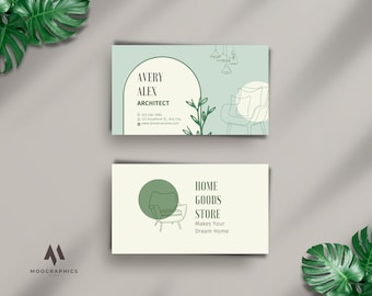 Plantilla de tarjeta de presentación para diseñador de interiores: Diseño de Canva para arquitecto (archivo imprimible)
