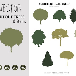 Architectural Vector Trees Bundle – Digital Cutout Collection for Landscape Design – Instant Download , Ai, EPS, SVG, PNG Formats_digital