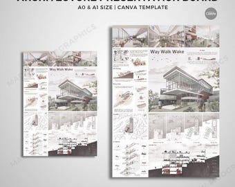 Architecture Presentation Board Template | A0 A1 Canva Layout (Digital Download)