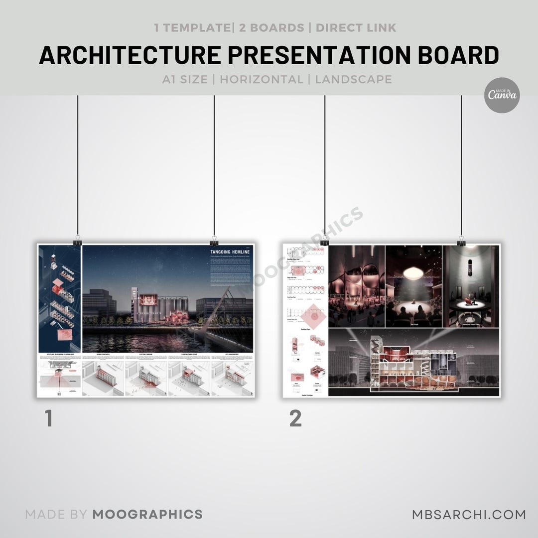 Architecture Presentation Board Template | A1 Horizontal Layout ...