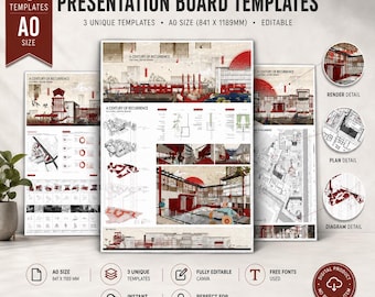 Architecture Presentation Board Template A0 | 3 Layouts | Canva Editable design Portfolio | Student professional poster
