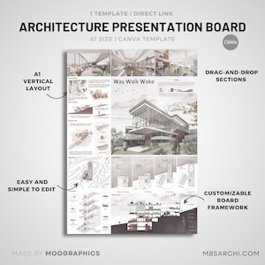 Architecture Presentation Board Template | A1 Canva Layout | Editable Architecture poster Template | Presentation Board Design