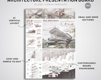 Plantilla de presentación de arquitectura: Diseño A1 editable en Canva