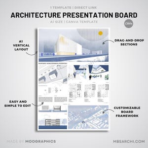 Architecture Presentation Board Template | A1 Canva Layout | Architecture Portfolio Design | Editable Canva Board | Architecture Poster