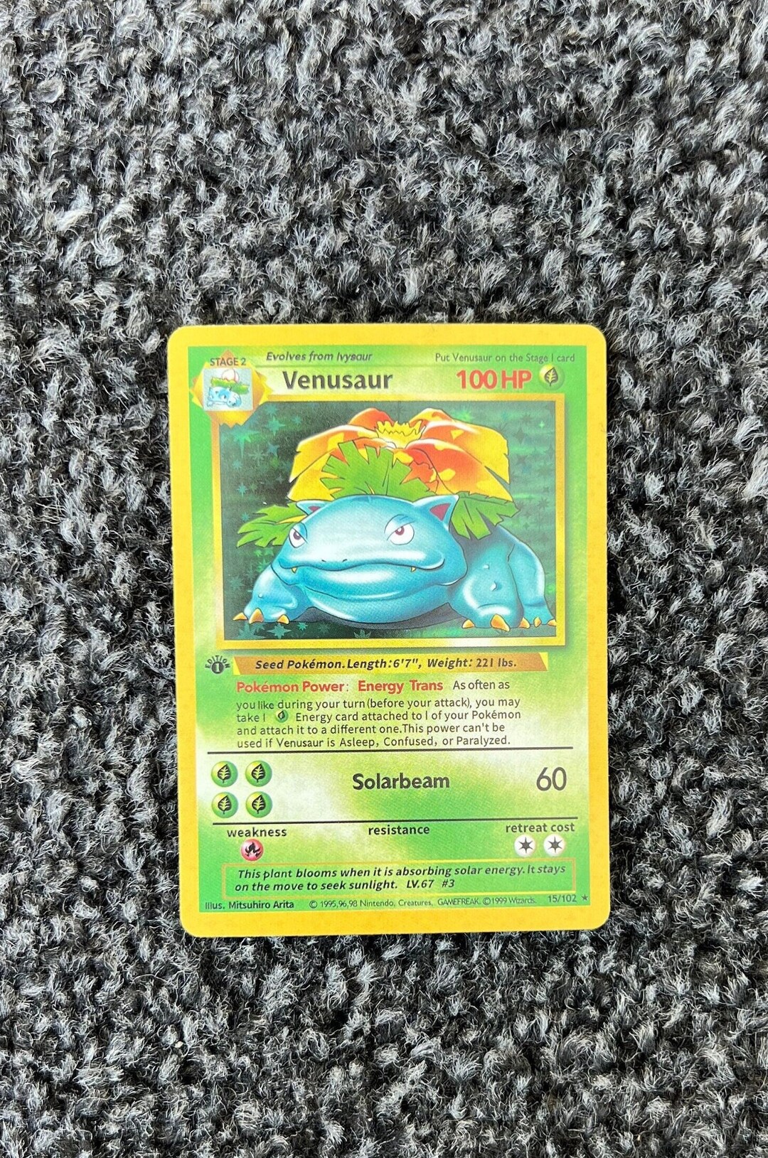 Venusaur Base Set 15/102 1st Edition Handmade Holo Proxy Card - Etsy